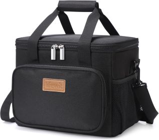Lunch Bag Insulated Lunch Box Soft Cooler Cooling Tote for Adult Men Women, Black 12-Can (9L)