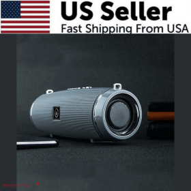 Bluetooth 5.1 Speaker Wireless Waterproof Outdoor Stereo LOUD Bass USB/TF Strap (Speaker Color: Silver)
